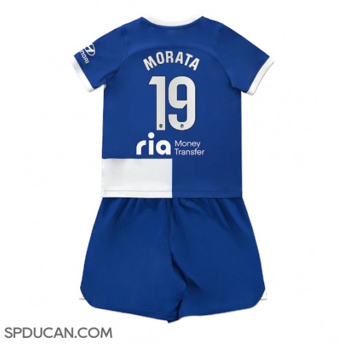 Dječji Nogometni Dres Atletico Madrid Alvaro Morata #19 Gostujuci 2023-24 Kratak Rukav (+ Kratke hlače)